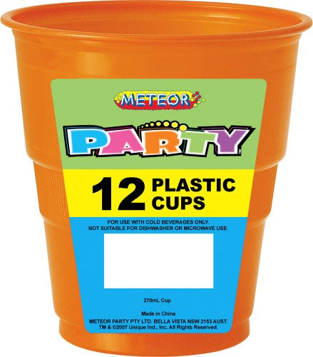 12pk Orange Plastic Cups